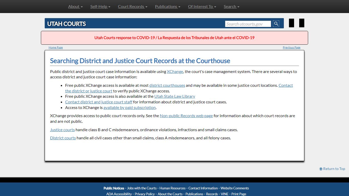 Searching District and Justice Court Records ... - Utah Courts